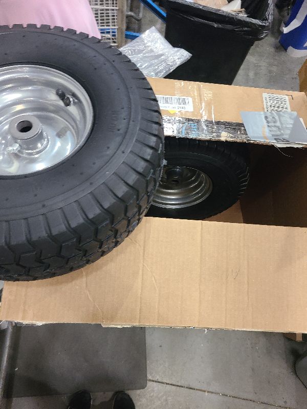 Photo 1 of 2 PCS Autocessking 15x6.00-6 Tire and Wheel Assembly Front Tires Compatible with Craftsman Riding Mowers Lawn Tractors, 3" centered Hub, 3/4" Bushing