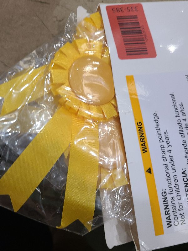 Photo 1 of 12 Pieces Blank Award Ribbon Prize 1st Place Rosette Medal Winner Victory Recognition Participation Ribbon for Competition Sport Event School Contest(Yellow)