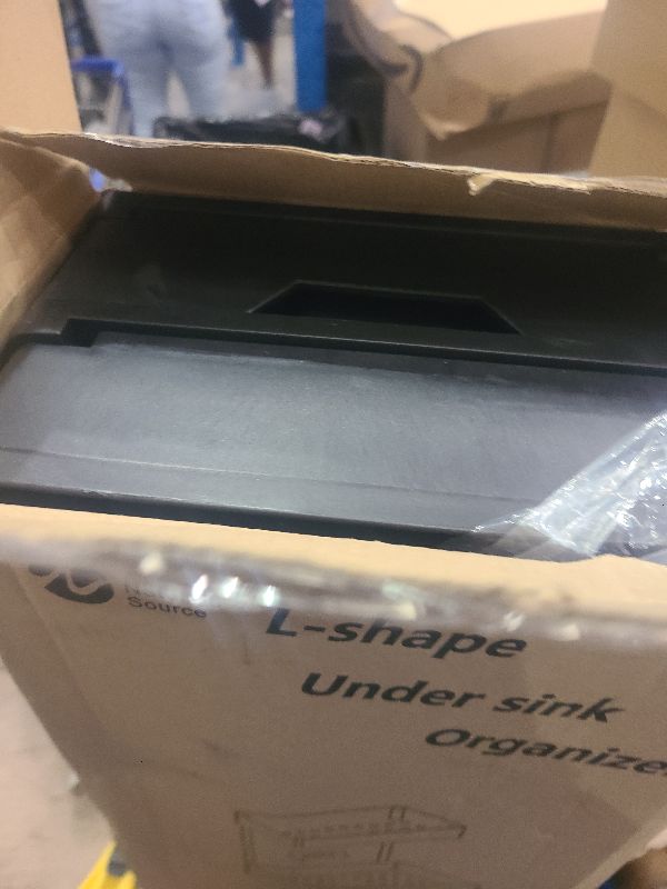 Photo 1 of 2 Pack Under Sink Organizer 2 Tier Sliding Cabinet Organizers Multi-Purpose Sink Storage Basket L-Shape Narrow Space Storage Shelves with 4 Hook for Kitchen Bathroom Drawer, Black