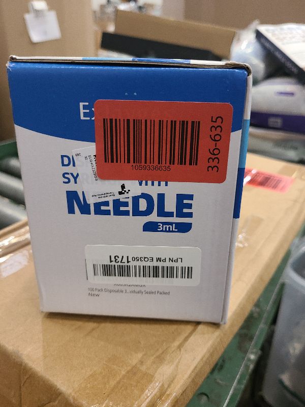Photo 1 of 100 Pack Disposable 3ml/cc Lab Syringes with 23Ga 1 Inch Needle Luer Lock, Individually Sealed Packed