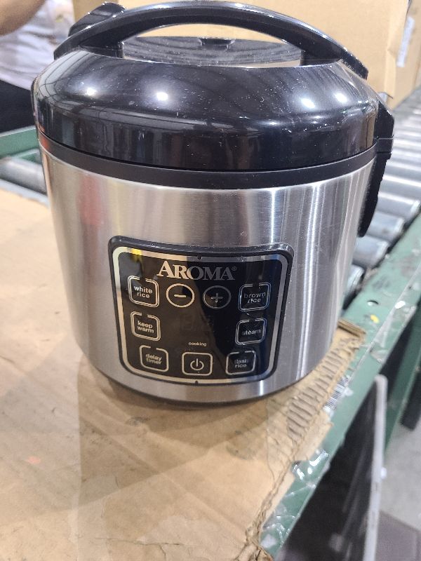 Photo 1 of AROMA Digital Rice Cooker, 4-Cup (Uncooked) / 8-Cup (Cooked), Steamer, Grain Cooker, Multicooker, 2 Qt, Stainless Steel Exterior, ARC-914SBD
