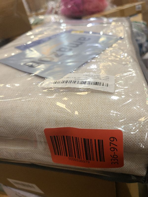 Photo 1 of 100% Blackout Shield Linen Blackout Curtains for Bedroom 108 Inches Long, Back Tab/Rod Pocket Living Room Drapes, Thermal Insulated Blackout Curtains 2 Panels Set, 50" W x 108" L,Cream