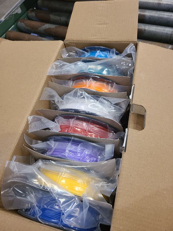 Photo 1 of 250g PLA Filament 1.75mm Bundle, SUNLU 3D Printer Filament Neatly Wound, Individually Vacuum Packed, 250g Spool, 8 Rolls, White+Red+Orange+Yellow+Green+Blue+Cyan+Purple