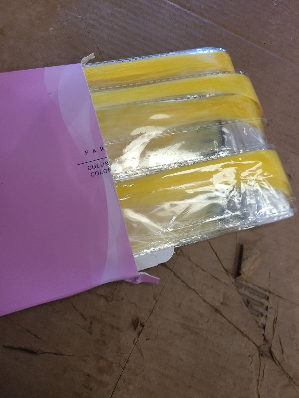 Photo 1 of 22 Inch Colored Hair extension 12 Pcs Yellow Clip in Hair Extension for Women Girls Kids Synthetic Highlight Hair Piece for Party Halloween