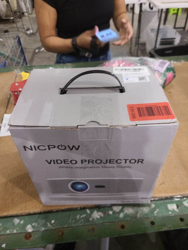 Photo 1 of [Netflix-Licensed/1500ANSI] Smart Outdoor Projector: NICPOW 4K Projector with Wifi and Bluetooth, Built-in Apps, Auto Focus & Keystone, Portable Proyector for Home & Outdoor Use, White