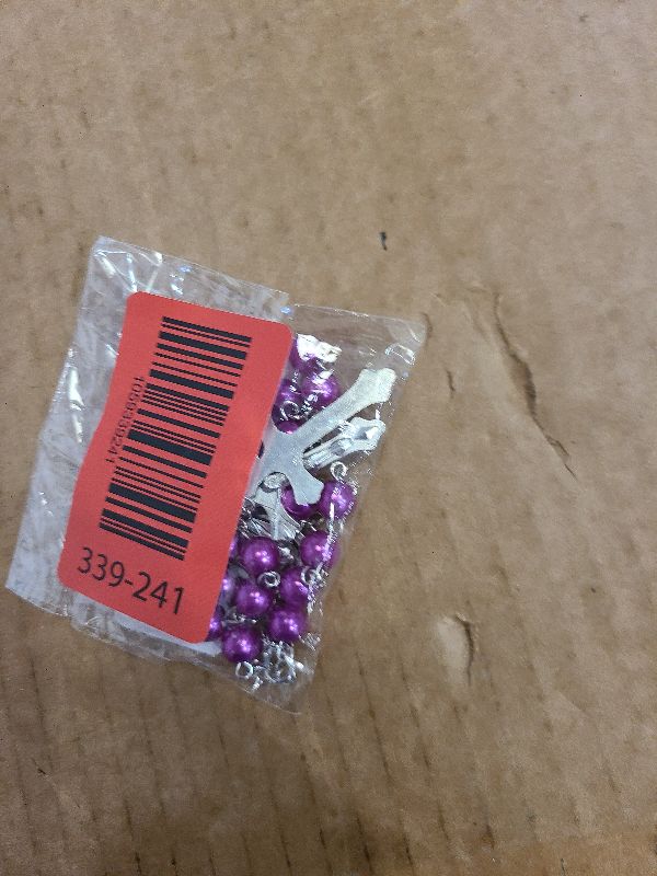 Photo 1 of 2PCS Purple Rosary Pendant for Rearview Mirror, Car Interior Rear View Mirror Charm Auto Decor, Medal and Cross Personalized Hanging Accessories for Women and Men