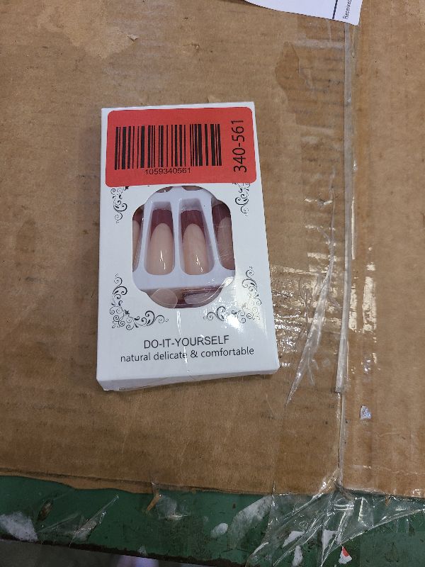 Photo 1 of 24Pcs Red French Tip Press on Nails Long Coffin Fake Nails Reusable False Nails Kit Acrylic Coffin Nails Press ons Artificial Glue on Nails Nude Full Cover Stick on Nails for Women Girls