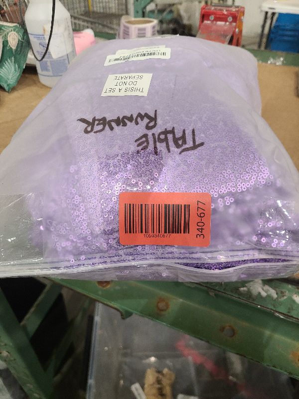 Photo 1 of 15 Pack Lavender Table Runner Sequin Table Runner 12 X 108 Inch Coffee Table Runners Sparkly Glitter Dining Runner for Wedding Engagement Banquet Dining Baby Bridal Shower Birthday Party Anniversary