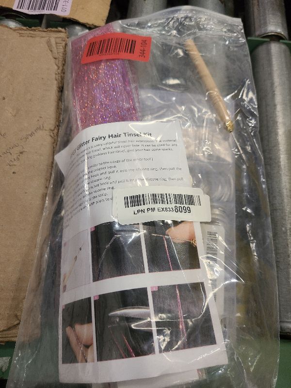 Photo 1 of 47" Holographic Hair Tinsel Kit Shining Pink Professional Sparkle Heat-Resistant Silk Extensions, Easy to Apply, Hair Accessories for Girls, Party Hair, Gifts for Girls (1000 Strands, Shining Pink)