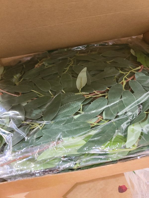 Photo 1 of 5 Pack 6 ft Artificial Willow Leaves Vine Garland Hanging Greenery Fake Silk Rattan Wicker Twig Italian Ruscus Plant Faux Ivy Wedding Garland for Home Outdoor Table Centerpiece Wreath Arch Decor