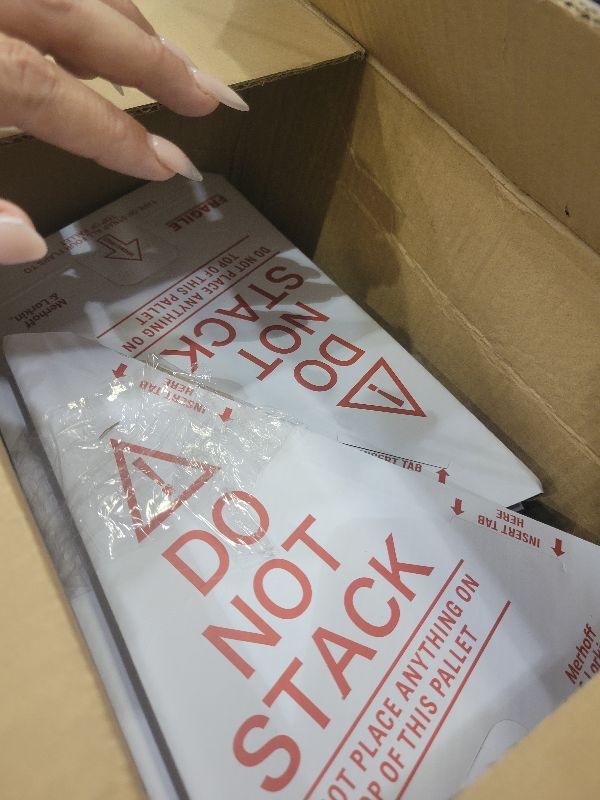 Photo 1 of 60-Pack Do Not Stack Pallet Cones for Shipping Pallets | Trilingual, Water-Resistant & Glare-Resistant Cardboard | 10x8x8 in. Cone | Warehouse, Product, Box & Carton Protection | Industrial Use