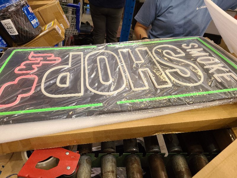 Photo 1 of 35"x18" Extra Large LED Smoke Shop Sign for Smoke Shop, Super Bright Unique Design Neon Sign with Sturdy Chain, High Visibility for Stores Retail Window