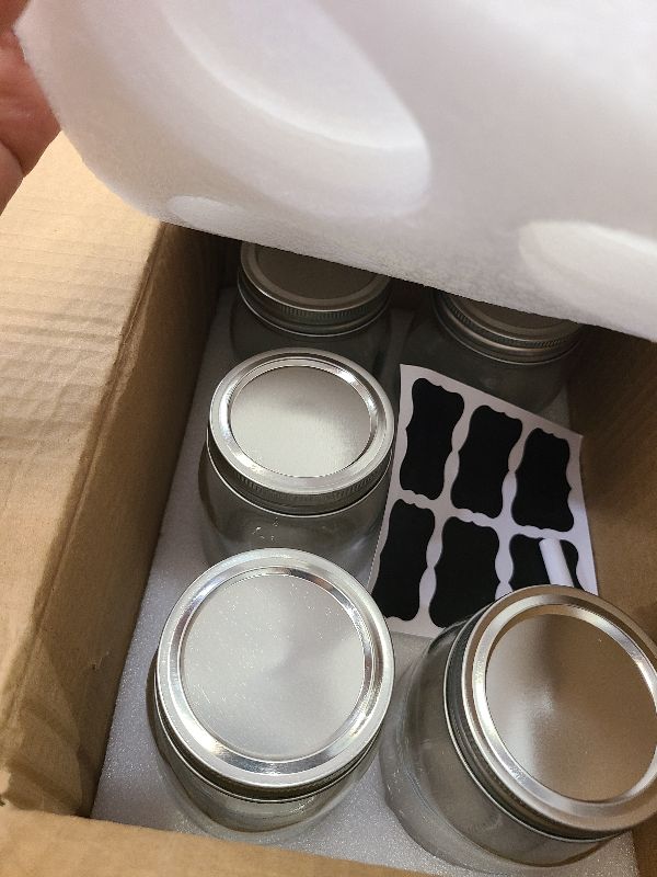 Photo 1 of [6 Pack] 16 oz. Regular-Mouth Glass Mason Jars with Metal Airtight Lids and Bands for 1 Pint Canning, Preserving, & Meal Prep
