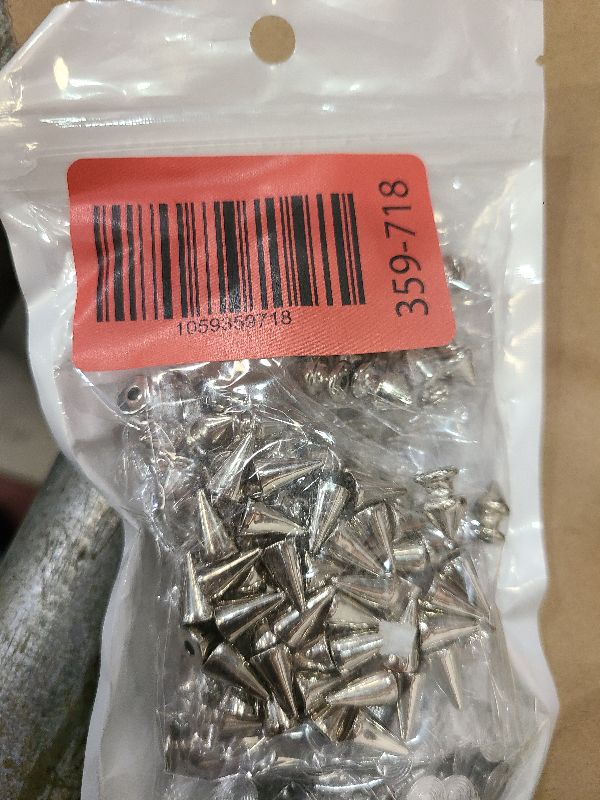 Photo 1 of 150 Sets ABS Plastic Punk Cone Spikes Studs Multiple Sizes Silver Screw Back Spikes Studs Rock Bullet Rivets for Punk Rock Style Clothing Accessories DIY Craft Decoration