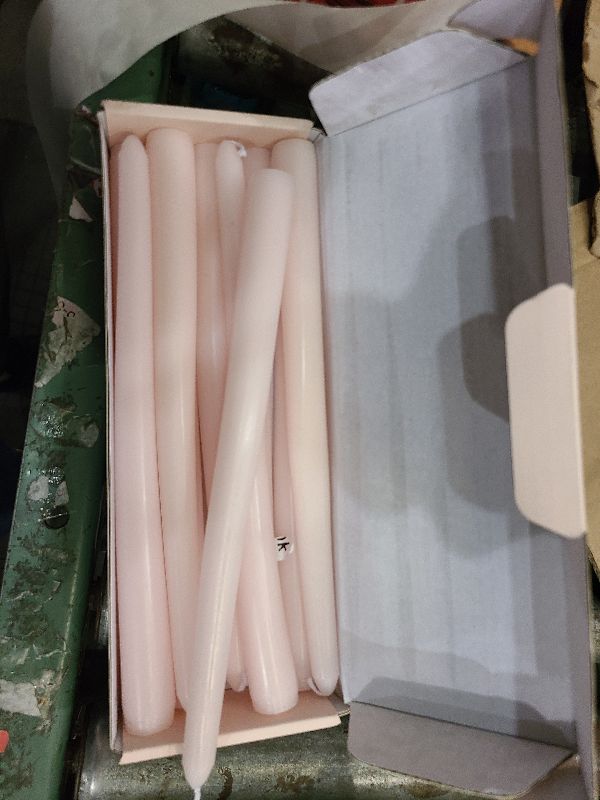 Photo 1 of 10 Inch Pale-Pink Taper Candles for Home Decoration, 10 Pack Unscented Candlesticks for Dinner Wedding Party, Smokeless and Dripless Candle Sticks