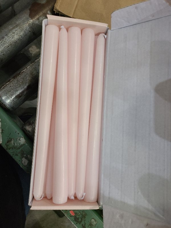 Photo 1 of 10 Inch Pale-Pink Taper Candles for Home Decoration, 10 Pack Unscented Candlesticks for Dinner Wedding Party, Smokeless and Dripless Candle Sticks