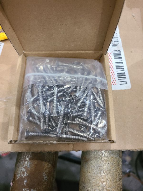Photo 1 of #12 x 1-1/4" Phillips Flat Head Sheet Metal Screws, Stainless Steel 410 Self Drilling Screws for Metal, Countersunk Head, Phillips Drive, Self Tapping, 50 Pack