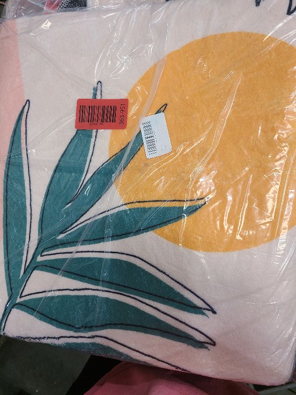 Photo 1 of 4 ft Round Area Rugs for Living Room, Stain Resistant Elegant Tropical Leaf Lines Print - Soft Thin Non-Slip Carpet for Bedroom Apartment Entryway Home Office Decor, Peach