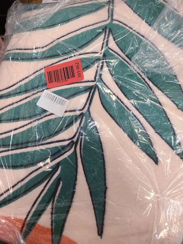 Photo 1 of 4 ft Round Area Rugs for Living Room, Stain Resistant Elegant Tropical Leaf Lines Print - Soft Thin Non-Slip Carpet for Bedroom Apartment Entryway Home Office Decor, Peach