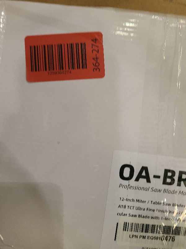 Photo 1 of 12-Inch Miter/Table Saw Blades, 100-Tooth ATB TCT Ultra Fine Finish Wood Cutting Circular Saw Blade with 1-Inch Arbor