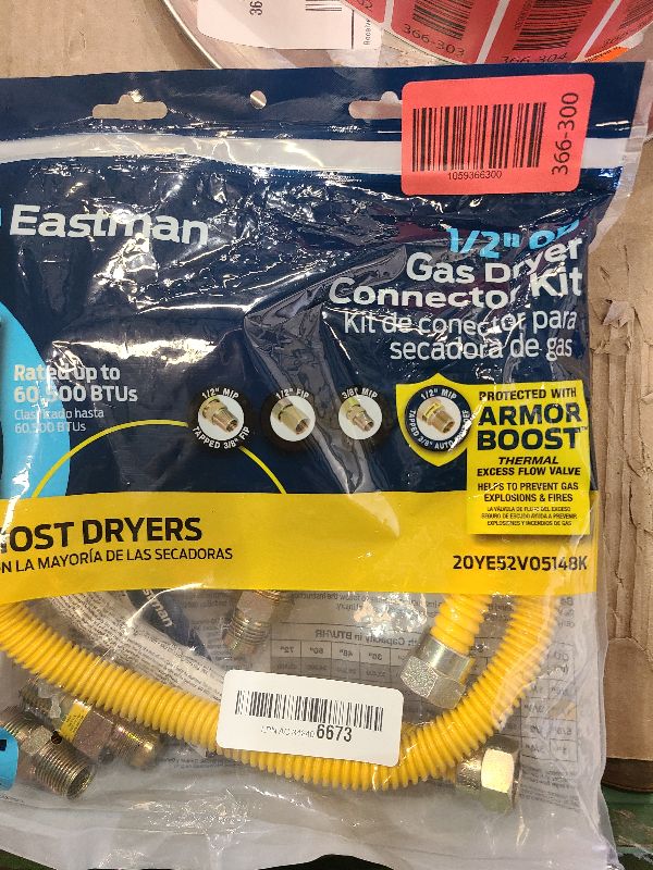 Photo 1 of 48" Flex Gas Line, Gas Dryer Connector Kit, Stove/Water Heater/Dryer Gas Line with Connectors 1/2" MIP 1/2"FIP 3/4"MIP, 5/8 in.OD(1/2 in. ID?Coated Corrugated Stainless Steel Tubing