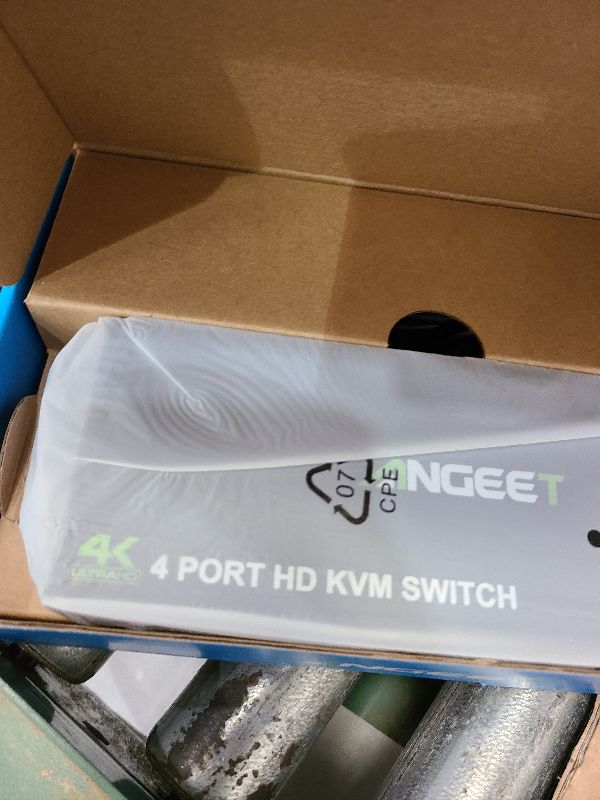 Photo 1 of 4 Port HDMI KVM Switch 4K@60Hz, Simulation EDID, ANGEET USB3.0 KVM Switches for 4 Computers Share 1 Monitor and Keyboard Mouse Printer, with Wired Remote,12V Power Adapter and 5 Cables