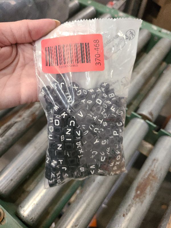 Photo 1 of 300 Pieces 10x10mm Big Large Black Cube Acrylic Alphabet Letter Beads A-Z Mixed Plastic Shape Loose Beads for DIY Jewelry Making Bracelets Necklaces Key Chains (White on Black)
