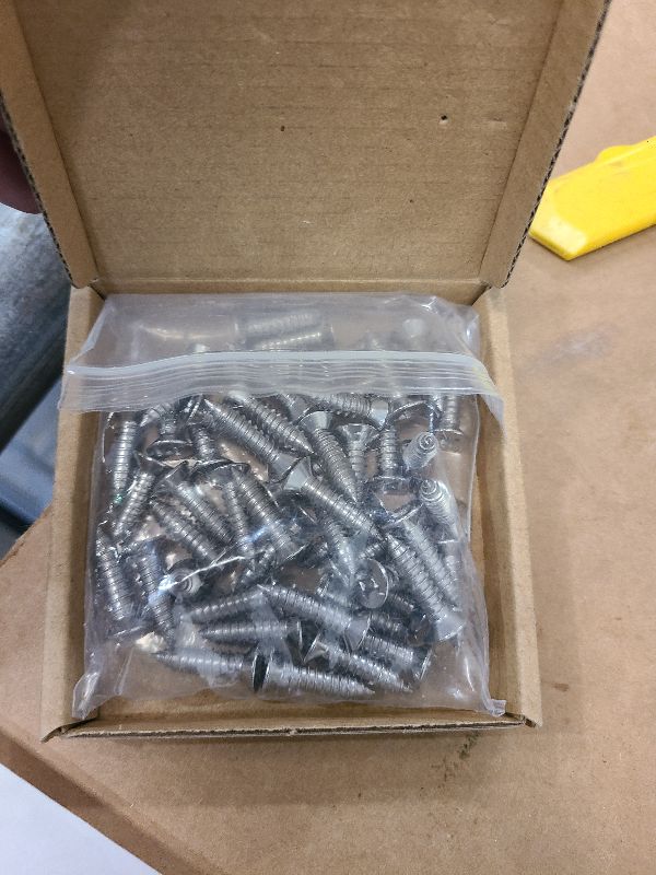 Photo 1 of #14 x 1 (50 pcs) Flat Head Sheet Metal Screws, 304 Stainless Steel (18-8), Phillips Drive, Self Tapping, Corrosion Resistant Screws for Wood, Sheet Metal and More