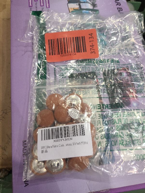 Photo 1 of 20PC 20mm Fabric Cloth Covered with Metal Shank Round Buttons, 3/4 Inch PT2414