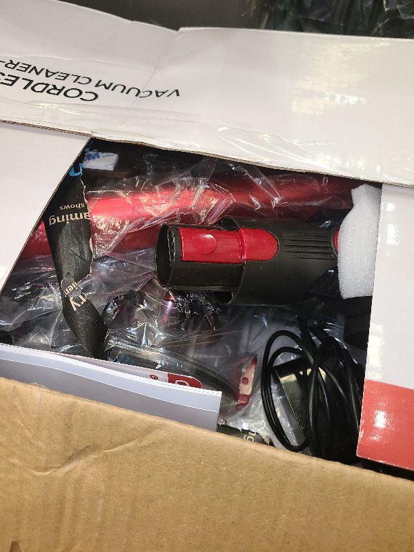 Photo 1 of Cordless Vacuum Cleaner Rechargeable with 2600mAh Detachable Battery, Powerful Vacuums with 2 Adjustable Modes, Lightweight Portable Stick Vacuum for Home (Mapleleaf Red)