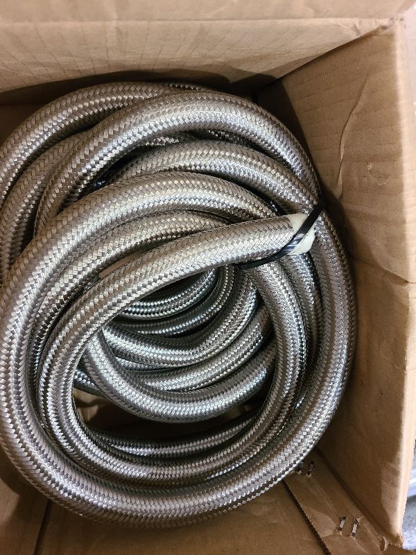 Photo 1 of 10AN 20FT Fuel Line Hose Kit with Fitting, Stainless Steel Braided 5/8" CPE Fuel Oil Hose- 14.27mm ID (AN10, Stainless Steel)