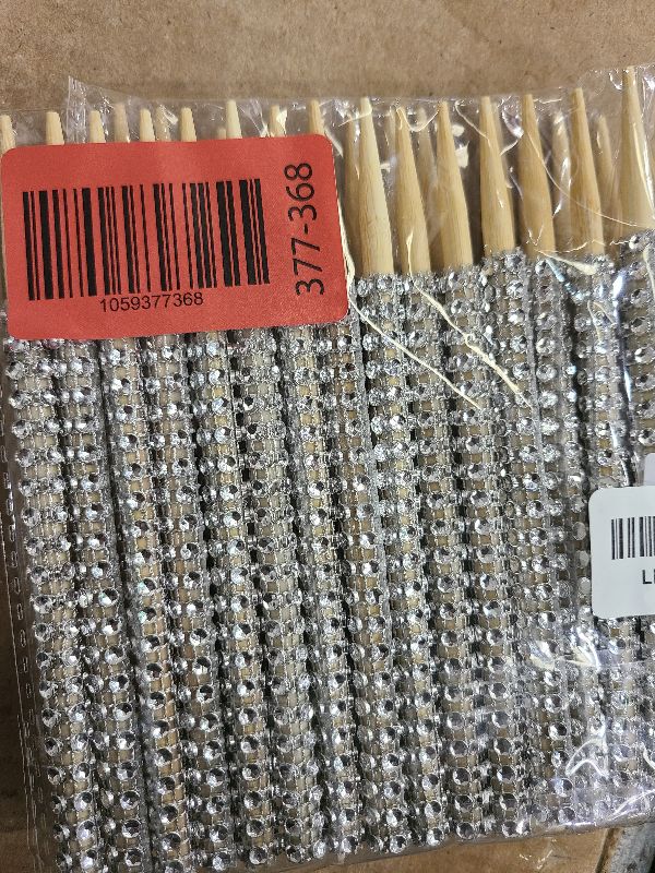 Photo 1 of 32 PCS Bling Candy Apple Bamboo Sticks, Caramel Apple Wooden Pointed Skewers with Rhinestones Diamond Mesh Wrap, Fruit Treats Pop Dec Bar for Dessert Table Tea Party Birthday Wedding Christmas(Silver)
