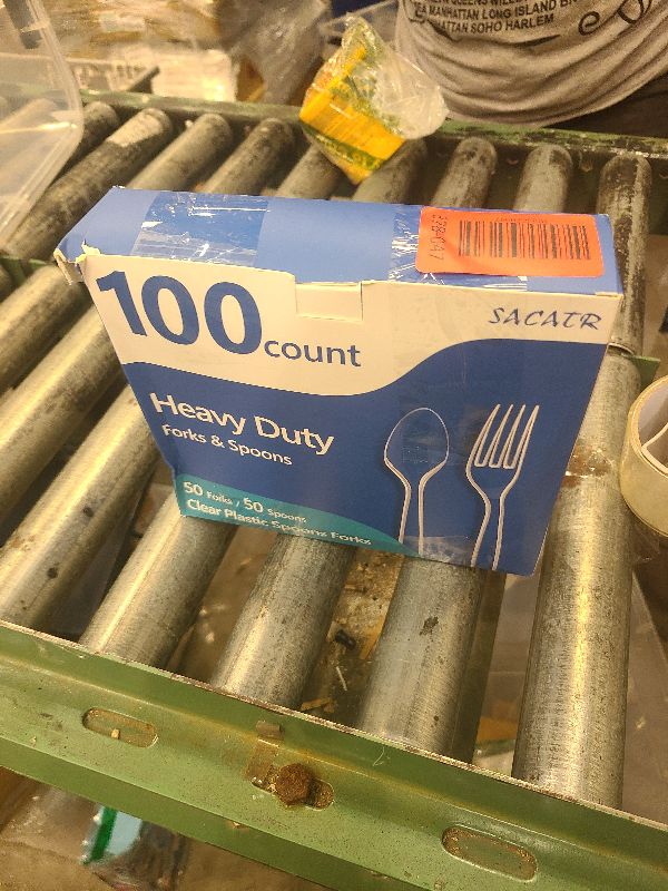 Photo 1 of 100 Count Plastic Silverware Heavy Duty -50 Forks, 50 Spoons, BPA-Free, Heat Resistant, Disposable Plastic Utensils Set, Plastic Cutlery Set, Plasticware Suitable for Party Everyday Use
