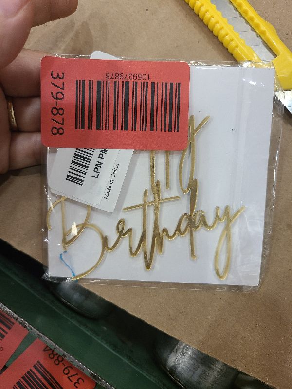 Photo 1 of 1 PCS Happy Birthday Cake Topper, Acrylic Gold Mirror Birthday Cake Pick Bunting Decor for Anniversary Celebrating Party Cake Decorations (Gold Mirror)