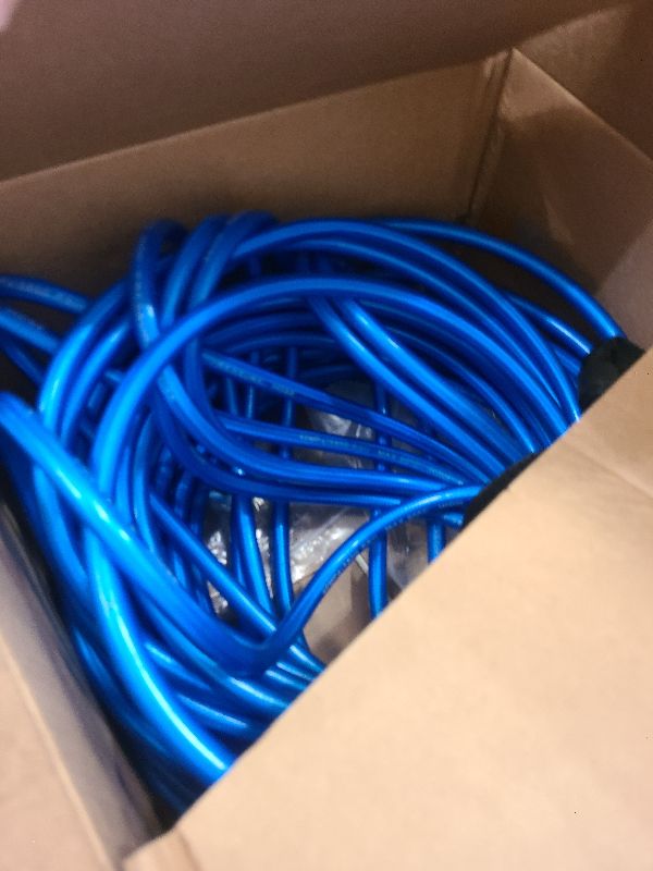 Photo 1 of 100 FT Sewer Jetter Kit for Pressure Washer, 5800PSI Water Jet Drain Cleaner Hose, 1/4 Inch NPT Corner with 4 Sewer Jetting Nozzles, Pearl Corsage Pin, Waterproof Tape, Handle Strap&2 Spanner (Blue)