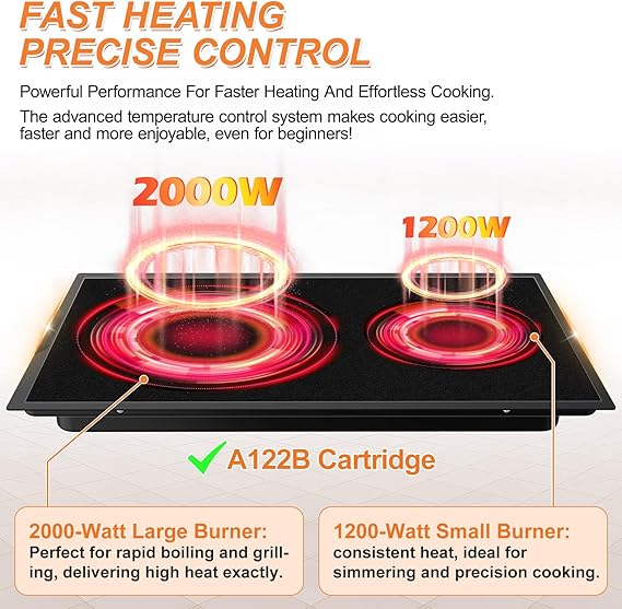 Photo 1 of **MSRP 89.99** Upgraded A122BA A122B Cooktop Cartridge Compatible with Jenn Air Cooktop Replacement Parts, Black Electric Slide-in Ranges For Jenn-Air Range/Cooktop Radiant Element Cartridge Glass Surface