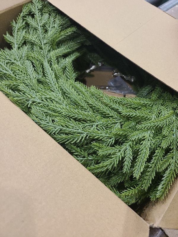 Photo 1 of 24 Inch Real Touch 2 Pcs Norfolk Pine Wreath Christmas Decorations for Front Door, Artificial Plants Green Christmas Wreath with Lights Home Decor, Xmas Decor for Mantel Wall Holiday Winter Decor
