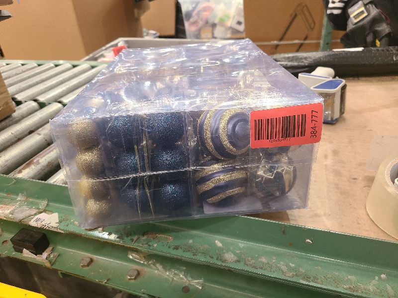 Photo 1 of 100Pcs Christmas Balls Ornaments Set, Shatterproof Christmas Decorations with Hand-held Gift Package for Xmas Tree/Holiday/Wedding/Holiday/Party Decor (Blue & Gold)