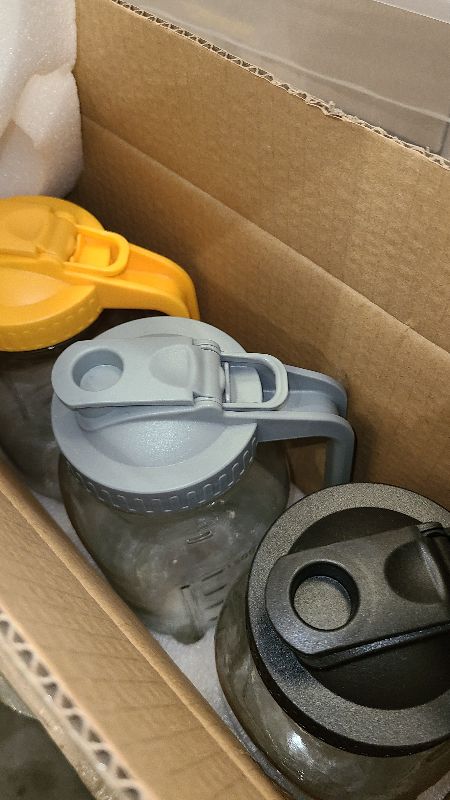 Photo 1 of 3 Pack 64oz Glass Mason Jar Pitcher with Airtight Lid and Handle – Wide Mouth, Leak-Proof, Ideal for Sun Tea, Cold Brew, Lemonade, Iced Coffee, Milk, and Water