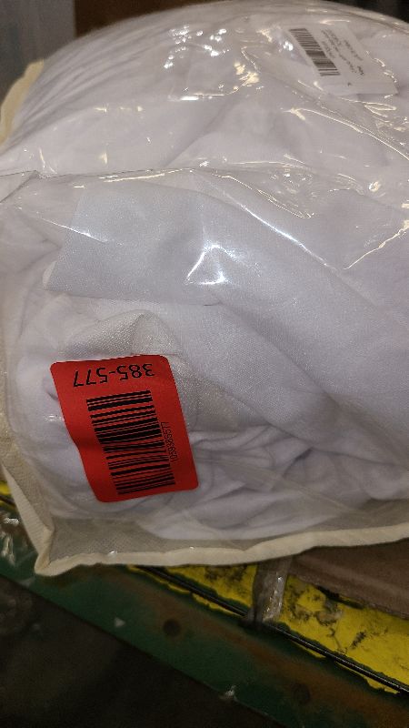 Photo 1 of 2 Packs White Polyester Table Clothes for 8 Foot Rectangle Tables, Wrinkle Free Fitted Table Cover 8ft Stretch Tablecloths with Skirt for Parties Weddings Birthday Banquet Baby Shower