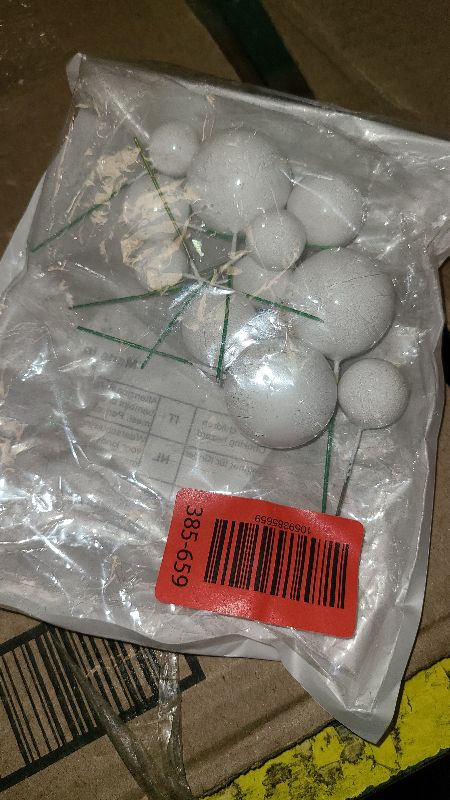 Photo 1 of 20 Pcs White Ball Cake Toppers Mini Balloons Cake Topper Sticks White Cakes Balls Decorations Foam Balls for Cakes Decorating Picks Insert Topper for Wedding Birthday Decoration Supplies