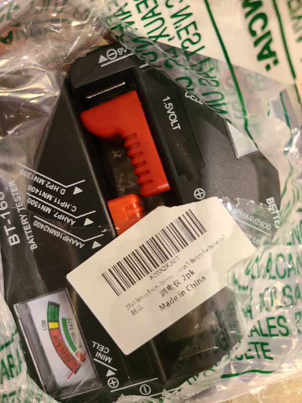 Photo 1 of 2 Pack Battery Tester, Universal Battery Checker for AA/AAA/C/D / 9V / 1.5V Button Cell Batteries Household Battery Life Level Testers Power Monitor Meter (Requires No Battery for Operation)