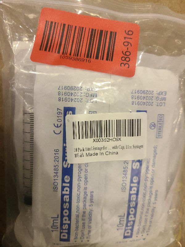 Photo 1 of 10 Pack 10ml Syringe for Liquid, Oral, Scientific Labs, Measurement, Dispensing, with Cap, 10cc Syringes