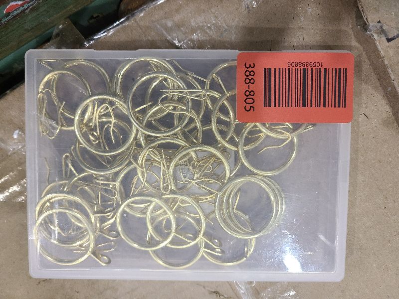 Photo 1 of 32 pcs Metal Drapery Curtain Rings Curtain Hanging Rings and 32 pcs Metal Curtain Drapery Pin Hooks for Window Door Shower Curtain, 30 mm/1.18 inch Internal Diameter (Gold)…