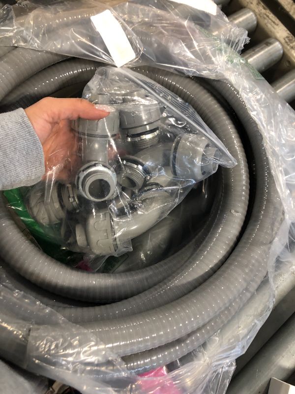 Photo 1 of 1inch 25ft Electrical Conduit Kit,Liquid-Tight Conduit and Connector Kit with 5 Straight and 3 Angle Fittings Included,Flexible Non - Metallic Electrical Conduit(1" Dia, 25 Feet)