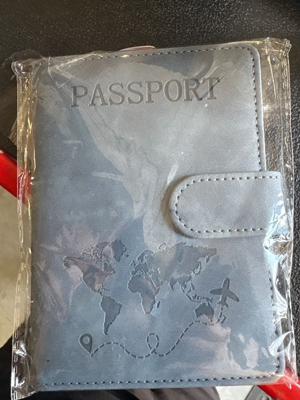 Photo 1 of **MINOR DAMAGE(SHOWN IN PHOTO)***Passport Holder, Passport Cover with Credit Card Slot and Boarding Pass Slot Combo, Passport Wallet Case Book Travel Must Have, RFID Blocking Leather Travel Accessories, Navy Blue