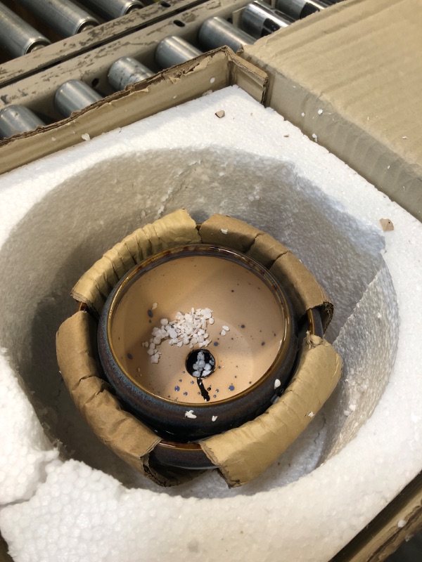 Photo 1 of ******broken big size, available only medium and small size**************** AVLA 3 Pack Ceramic Flower Pots, Gardening Drip Glazed Planter, Plant Pot with Drainage Hole and Saucer, 7/5/4 Inch Rustic Houseplant Container for Succulent Herbs Cactus Orchid, 