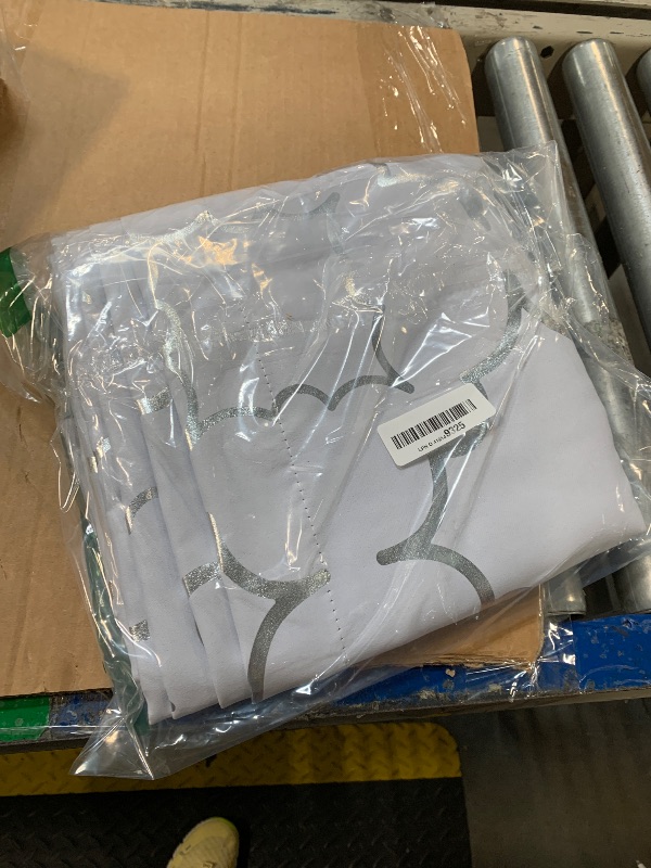 Photo 1 of ***ONLY ONE***Purainbow White Blackout Curtain Panels for Bedroom 84" Silver Foil Moroccan Metallic Print Energy Efficient Drapes for Bedroom Living Room, Thermal Insulated Window Treatments Grommet Top 2 Panels