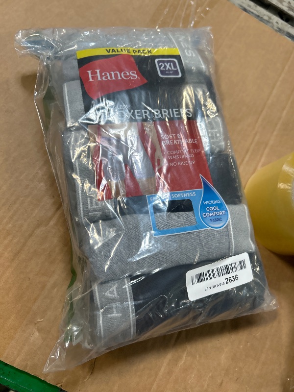 Photo 1 of  2 XL****
Hanes Men Hanes Boxer Briefs, Cool Dri Moisture-Wicking Underwear, Cotton No-Ride-up for Men, Multi-Packs AvailableLPNRRIV9592636
