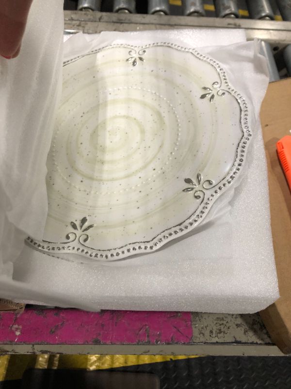 Photo 1 of *****MISSING PLATES*****Dinnerware Sets 12 pcs Plates and Bowls Sets Melamine Plates Indoor and Outdoor use French Court Style Dish Set Plate Set for 4 Dishwasher Safe?White?